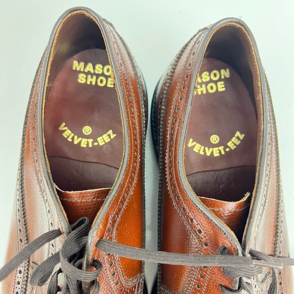 Vintage Mason Wing Tip Dress Shoes Mens Size 10 EEE Brown Unworn - Picture 8 of 9